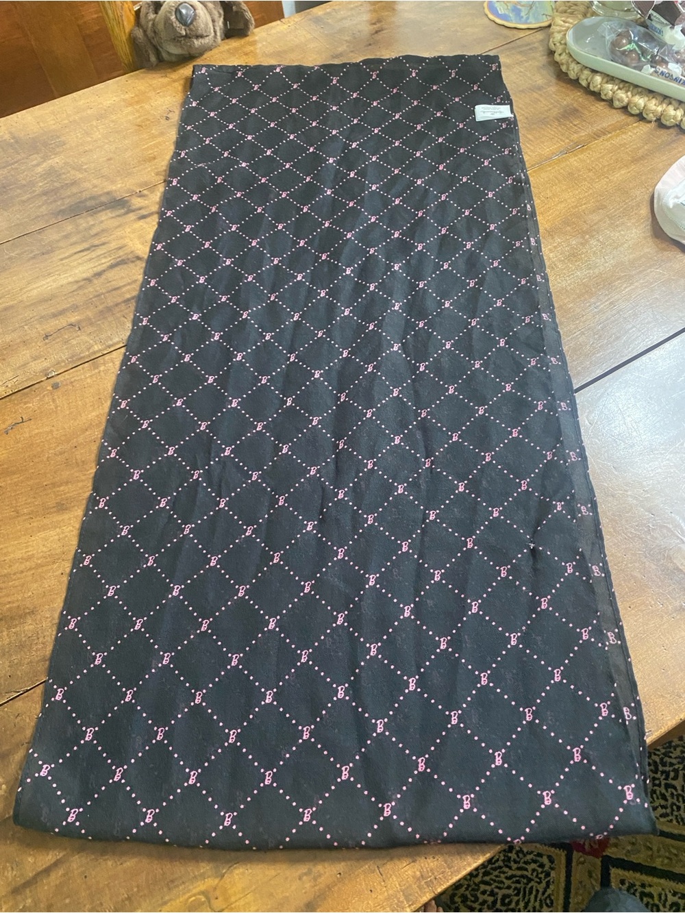 Hallmark BARBIE Black Infinity  Scarf with Pink Dot & Script  B Motif